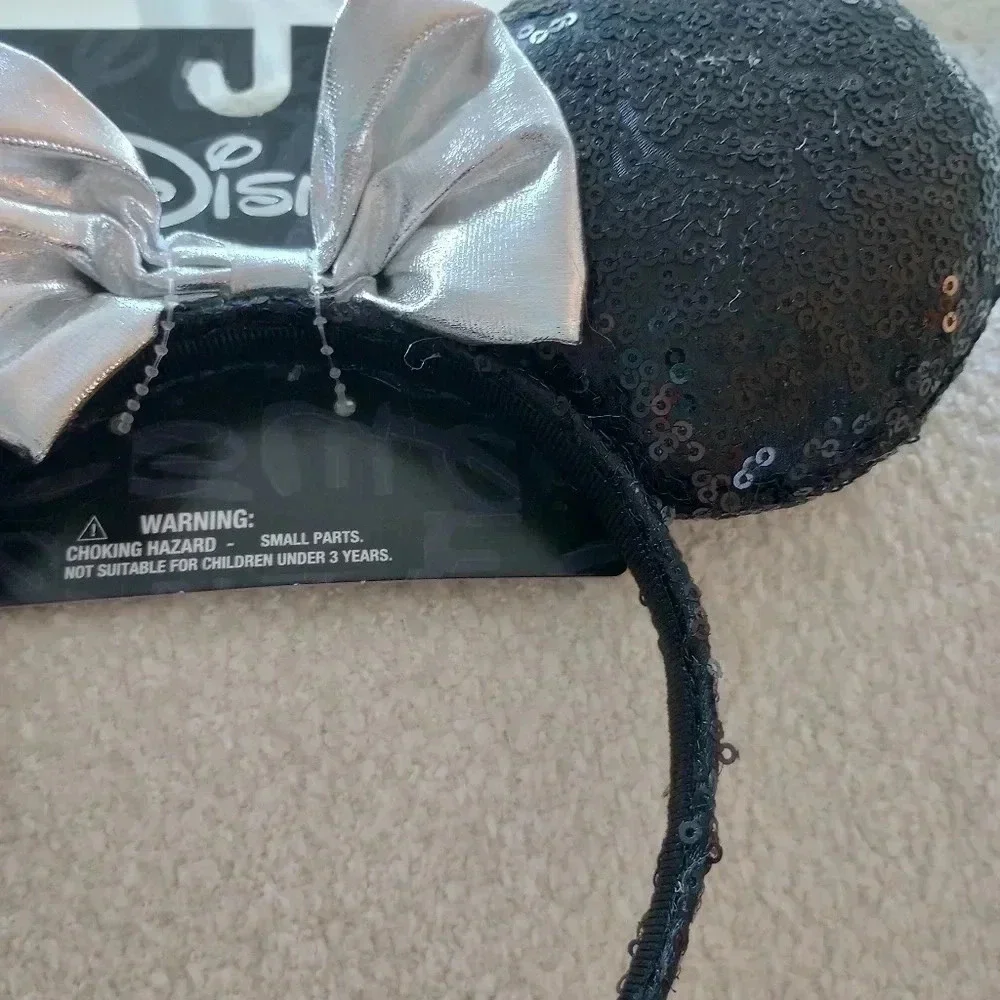 Black silver mini Mickey Mouse girls collector headbands sequins Disney princess